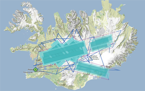 Screenshot of flight plan over Iceland