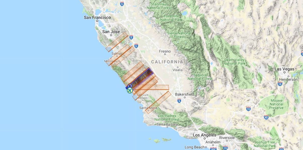 UAVSAR swaths over the San Andreas Fault