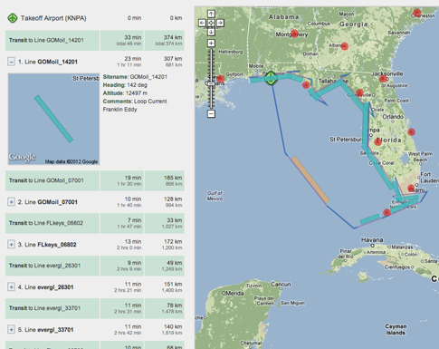 Screenshot of a flight plan form a report